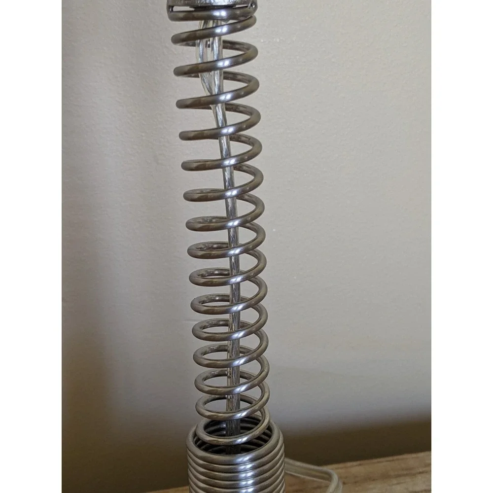 VTG Industrial Coil Spring Lamp Base Flexible Brushed Metal 12